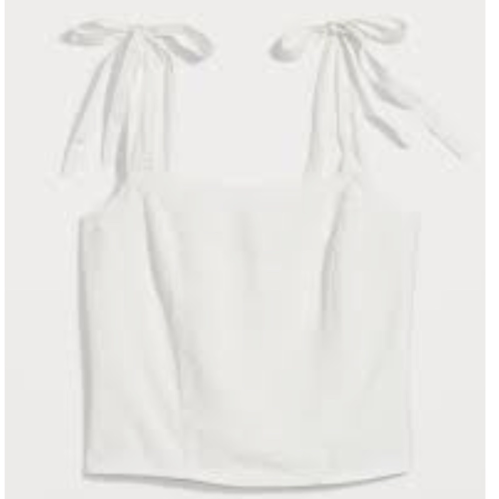 NWT OLD NAVY Fitted Linen-Blend Tie-Shoulder Cropped Corset Cami Top